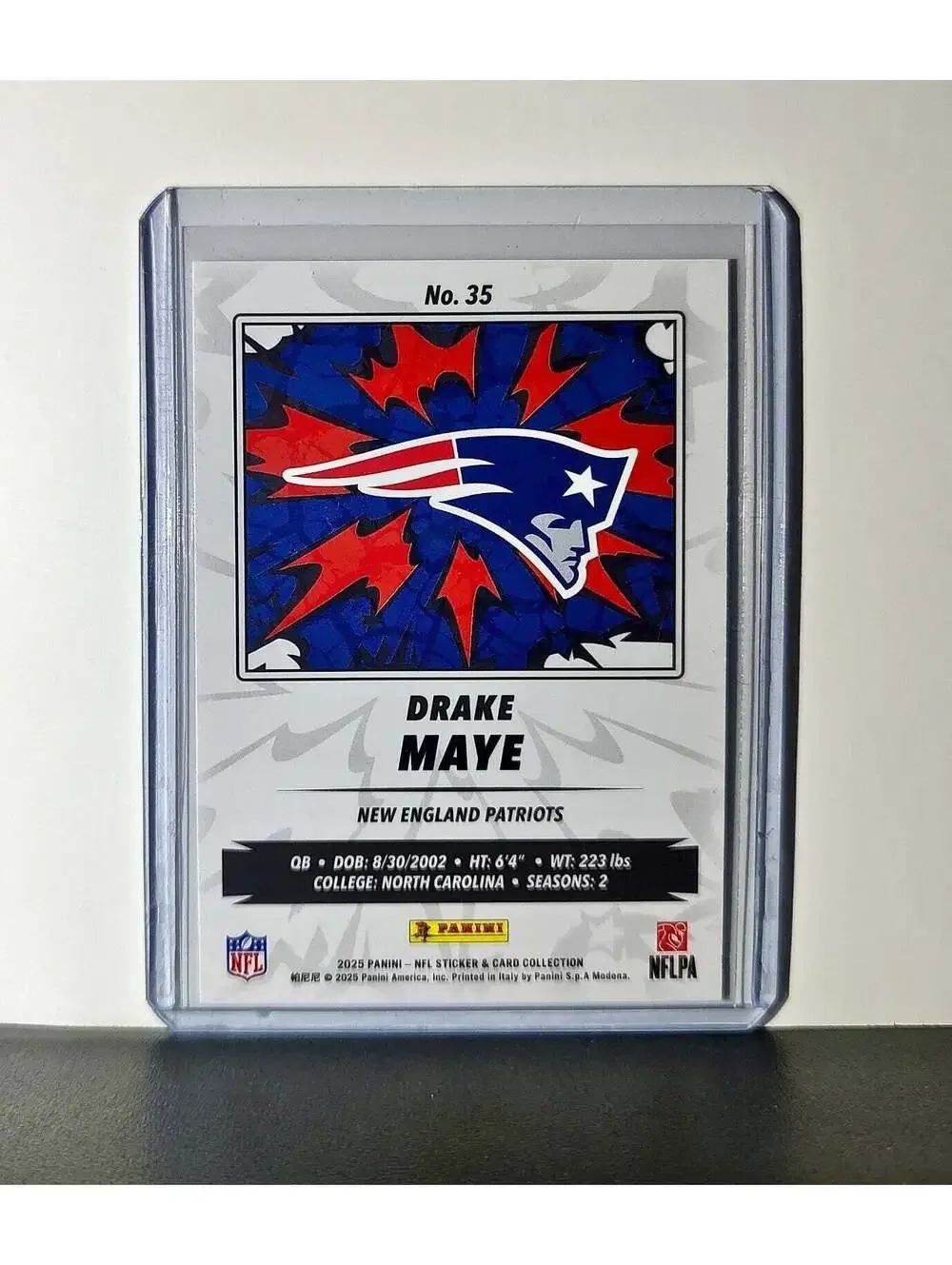 Drake Maye 2025 Panini NFL #35 Sticker Card New England Patriots